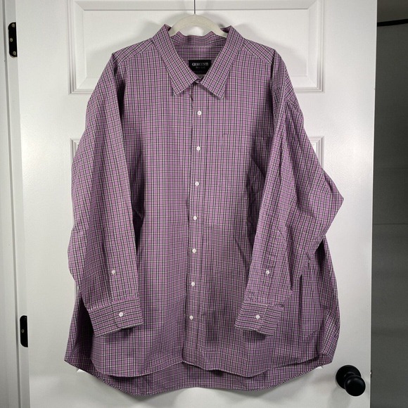 Giorgenti New York Custom Tailored Business Dress Shirt Size 3X 4X Purple Black - Picture 2 of 4
